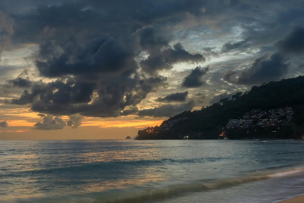 Evening light over the sea in Phuket as the day slows and the shoreline settles